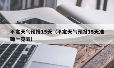 平定天气预报15天（平定天气预报15天准确一览表）