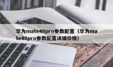 华为mate40pro参数配置（华为mate40pro参数配置详细价格）