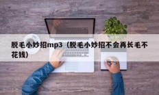 脱毛小妙招mp3（脱毛小妙招不会再长毛不花钱）